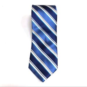 Perry Ellis Portfolio 100% Silk Blue Striped Tie